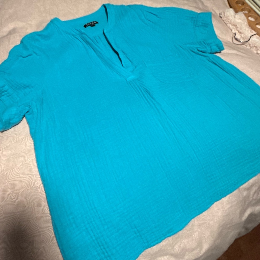 JCrew double gauze popover short sleeve top, XL